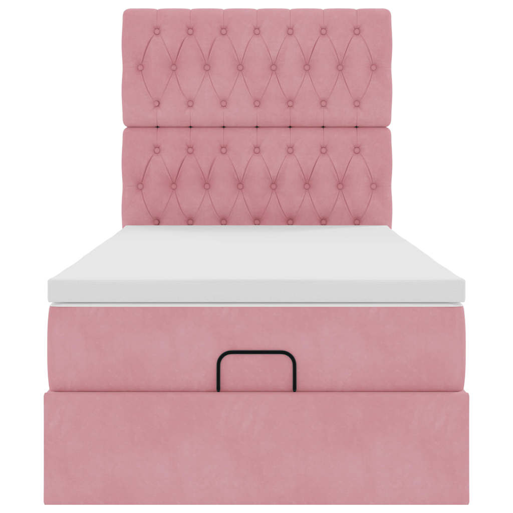 vidaXL Struttura Letto Pouf con Materassi Rosa 100x200 cm Velluto
