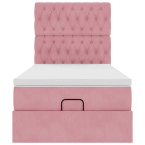 vidaXL Struttura Letto Pouf con Materassi Rosa 100x200 cm Velluto