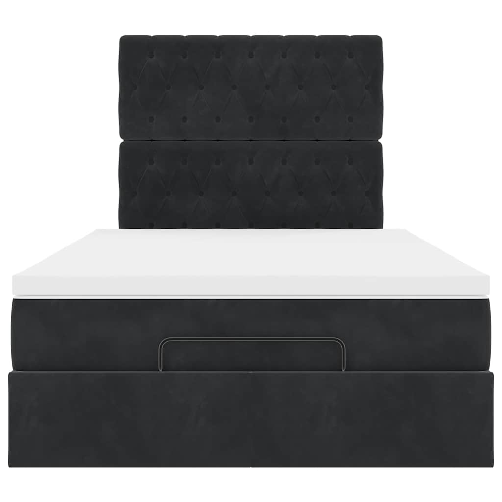 vidaXL Struttura Letto Pouf con Materassi Nero 120x200 cm Velluto