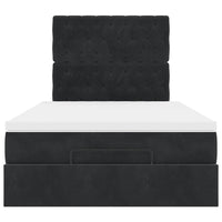 vidaXL Struttura Letto Pouf con Materassi Nero 120x200 cm Velluto