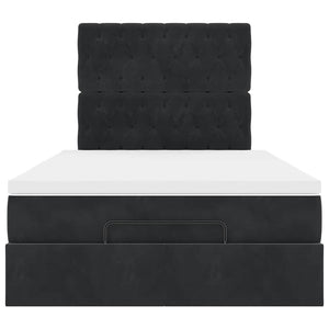 vidaXL Struttura Letto Pouf con Materassi Nero 120x200 cm Velluto