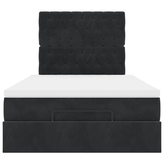 vidaXL Struttura Letto Pouf con Materassi Nero 120x200 cm Velluto