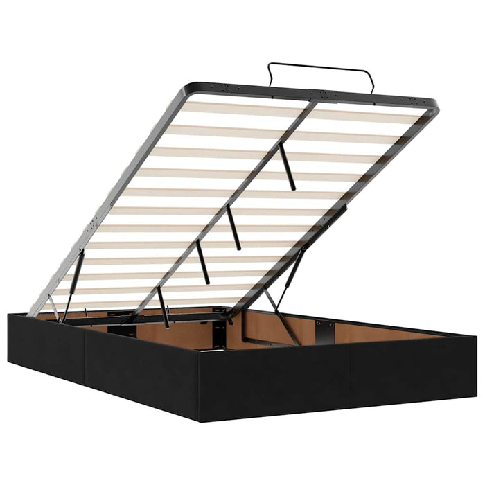 vidaXL Struttura Letto Pouf con Materassi Nero 120x200 cm Velluto