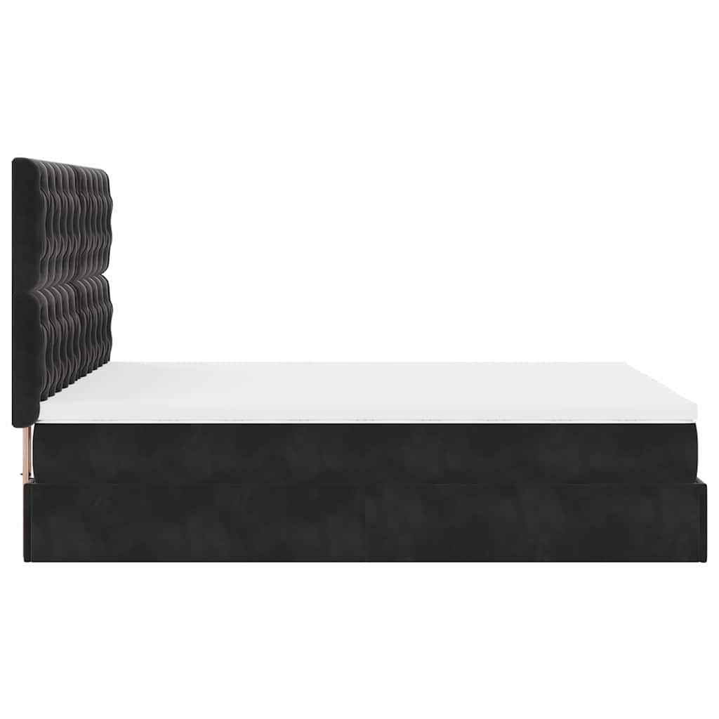 vidaXL Struttura Letto Pouf con Materassi Nero 140x190 cm in Velluto