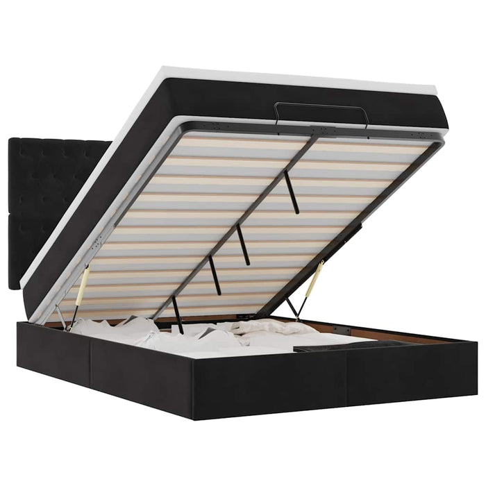 vidaXL Struttura Letto Pouf con Materassi Nero 140x200 cm in Velluto