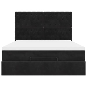 vidaXL Struttura Letto Pouf con Materassi Nero 140x200 cm in Velluto