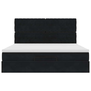 vidaXL Struttura Letto Pouf con Materassi Nero 160x200 cm in Velluto