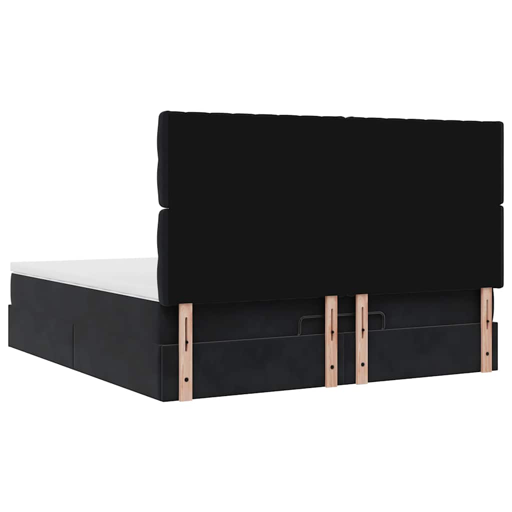 vidaXL Struttura Letto Pouf con Materassi Nero 180x200 cm in Velluto