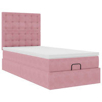 Struttura Letto Pouf con Materassi Rosa 90x190 cm in Velluto 3313588