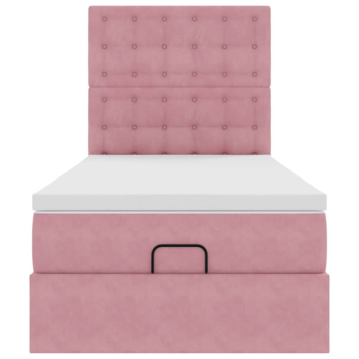 Struttura Letto Pouf con Materassi Rosa 90x190 cm in Velluto 3313588