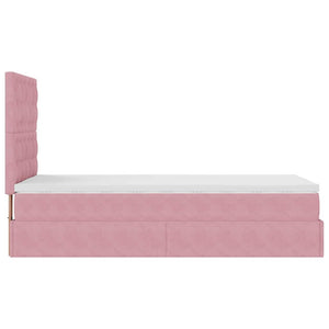 Struttura Letto Pouf con Materassi Rosa 90x190 cm in Velluto 3313588