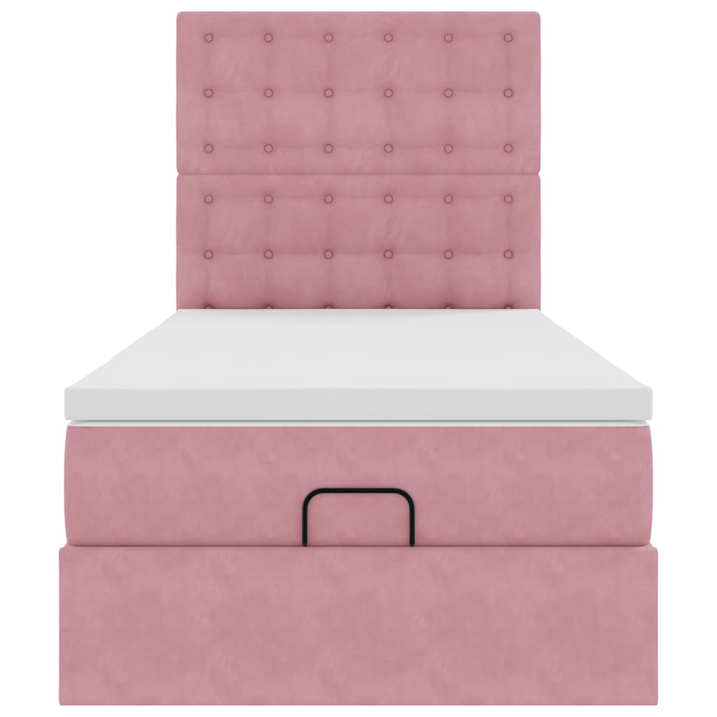 vidaXL Struttura Letto Pouf con Materassi Rosa 90x200 cm in Velluto