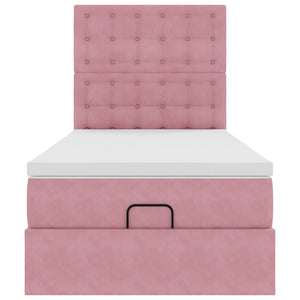 vidaXL Struttura Letto Pouf con Materassi Rosa 90x200 cm in Velluto