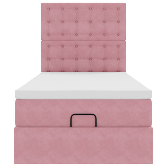 vidaXL Struttura Letto Pouf con Materassi Rosa 90x200 cm in Velluto