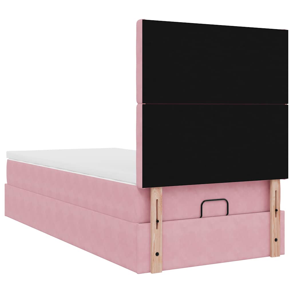 Struttura Letto Pouf con Materassi Rosa 100x200 cm Velluto 3313600