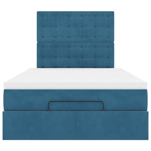 Struttura Letto Pouf con Materassi Blu Scuro 120x200 cm Velluto 3313611