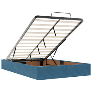 Struttura Letto Pouf con Materassi Blu Scuro 120x200 cm Velluto 3313611