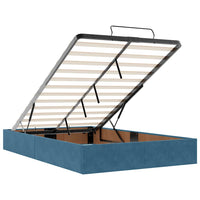 vidaXL Struttura Letto Pouf con Materassi Blu Scuro 120x200 cm Velluto