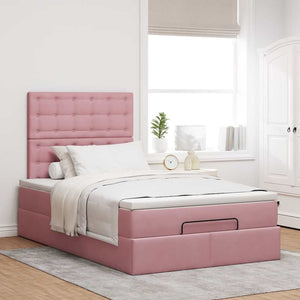 vidaXL Struttura Letto Pouf con Materasso Rosa 120x200 cm Velluto