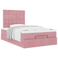 vidaXL Struttura Letto Pouf con Materasso Rosa 120x200 cm Velluto