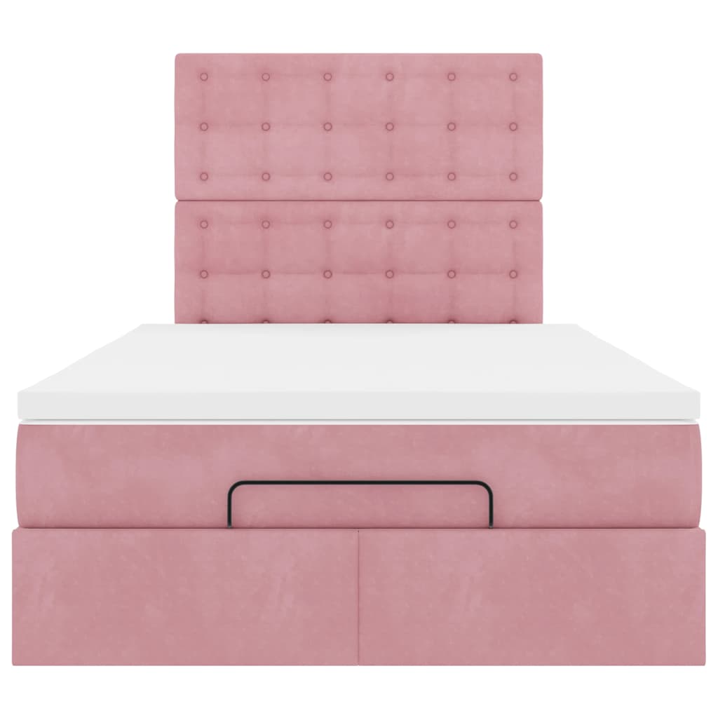 vidaXL Struttura Letto Pouf con Materasso Rosa 120x200 cm Velluto