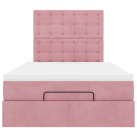 vidaXL Struttura Letto Pouf con Materasso Rosa 120x200 cm Velluto