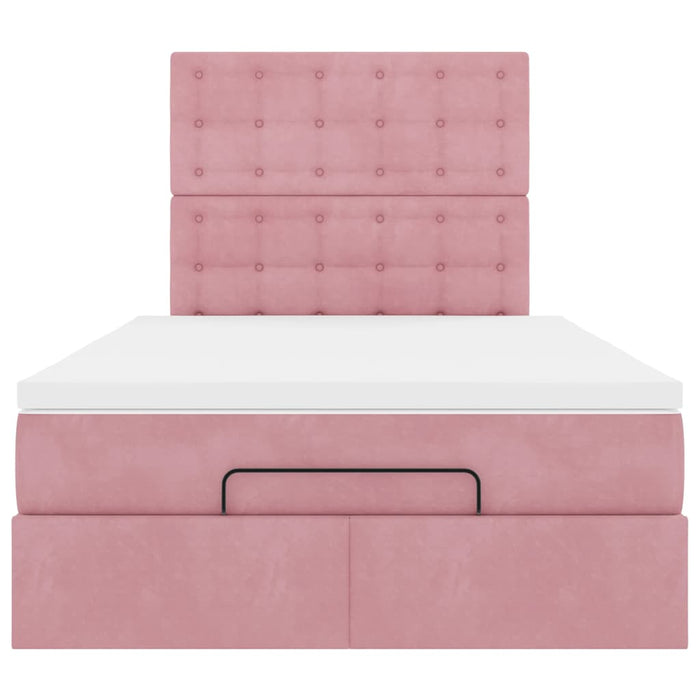 vidaXL Struttura Letto Pouf con Materasso Rosa 120x200 cm Velluto