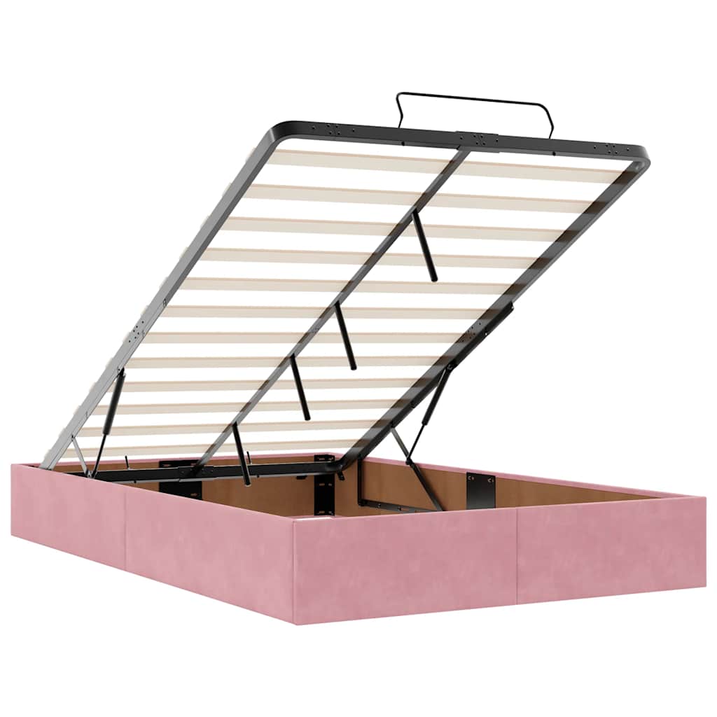 vidaXL Struttura Letto Pouf con Materasso Rosa 120x200 cm Velluto