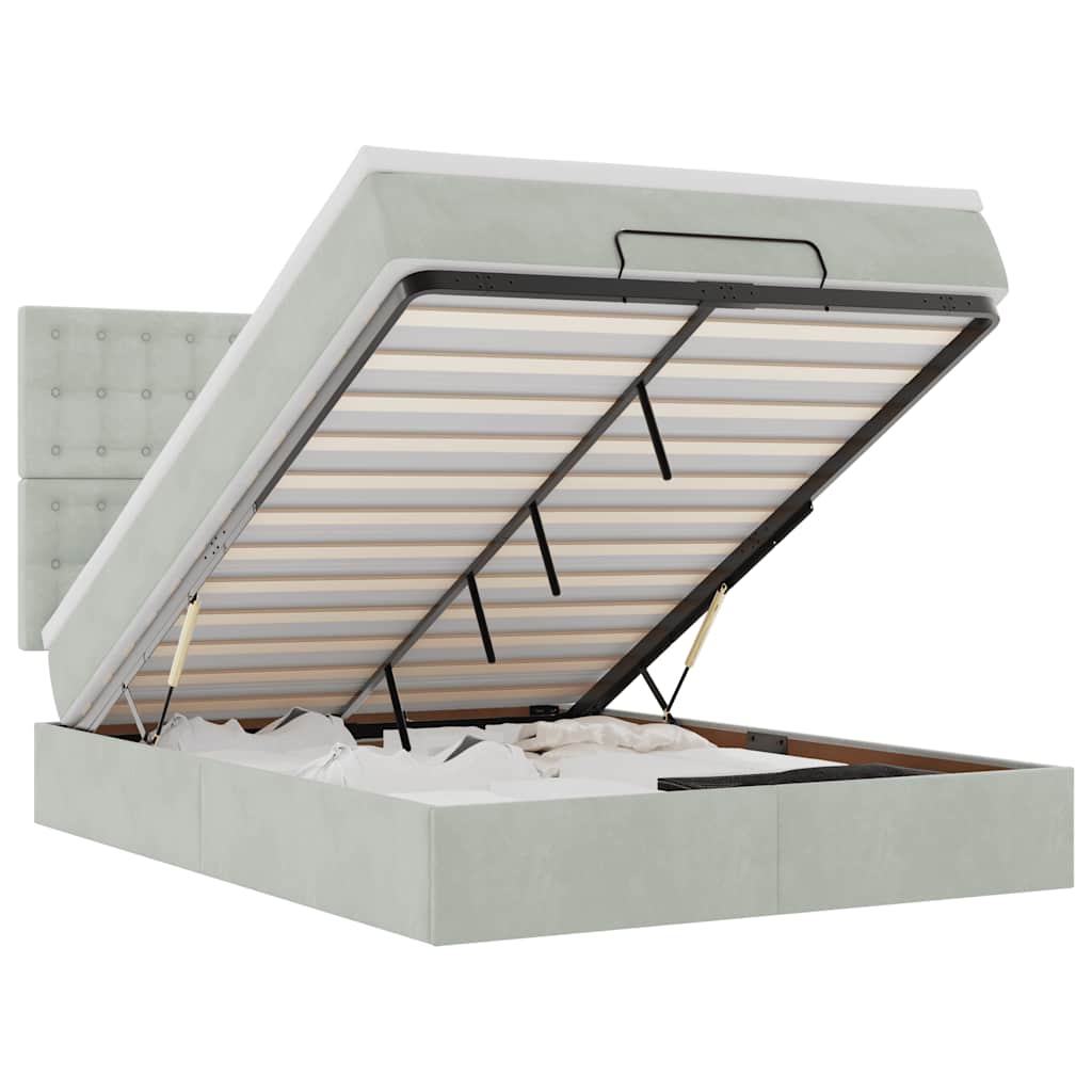 Struttura Letto Pouf con Materassi 140x190 cm Velluto 3313613