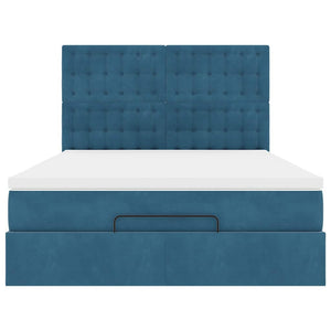 Struttura Letto Pouf con Materassi 140x190 cm in Velluto