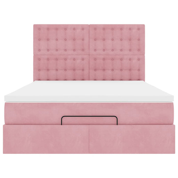 vidaXL Struttura Letto Pouf con Materassi Rosa 140x190 cm in Velluto