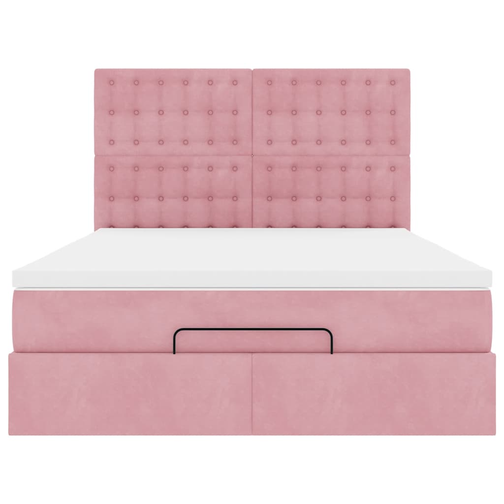 vidaXL Struttura Letto Pouf con Materassi Rosa 140x200 cm in Velluto
