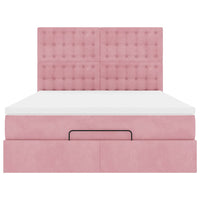 vidaXL Struttura Letto Pouf con Materassi Rosa 140x200 cm in Velluto