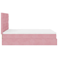 Struttura Letto Pouf con Materassi Rosa 140x200 cm in Velluto 3313624