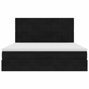 vidaXL Struttura Letto Pouf con Materassi Nero 160x200 cm in Velluto