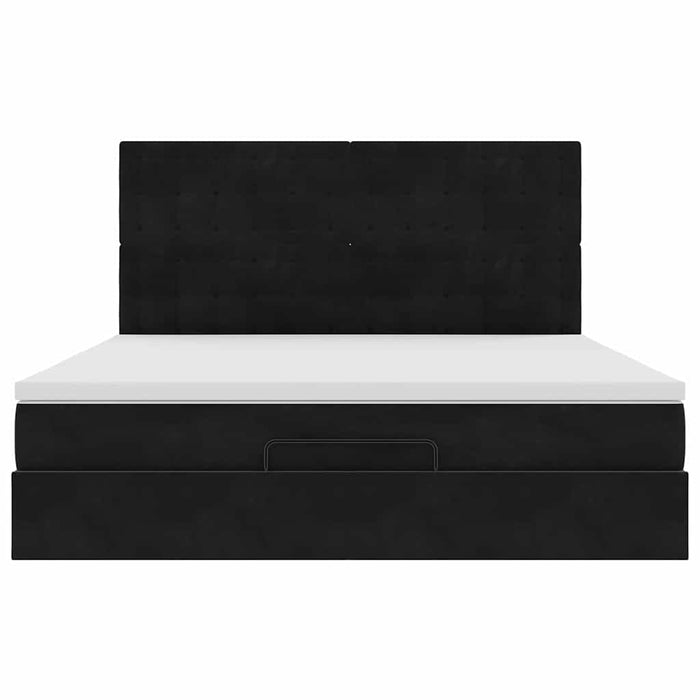 vidaXL Struttura Letto Pouf con Materassi Nero 160x200 cm in Velluto