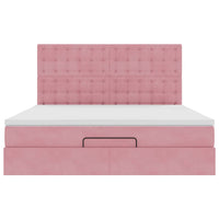 vidaXL Struttura Letto Pouf con Materassi Rosa 160x200 cm Velluto