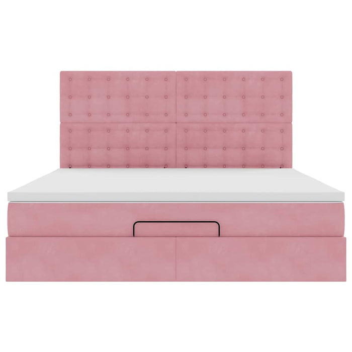 vidaXL Struttura Letto Pouf con Materassi Rosa 160x200 cm Velluto