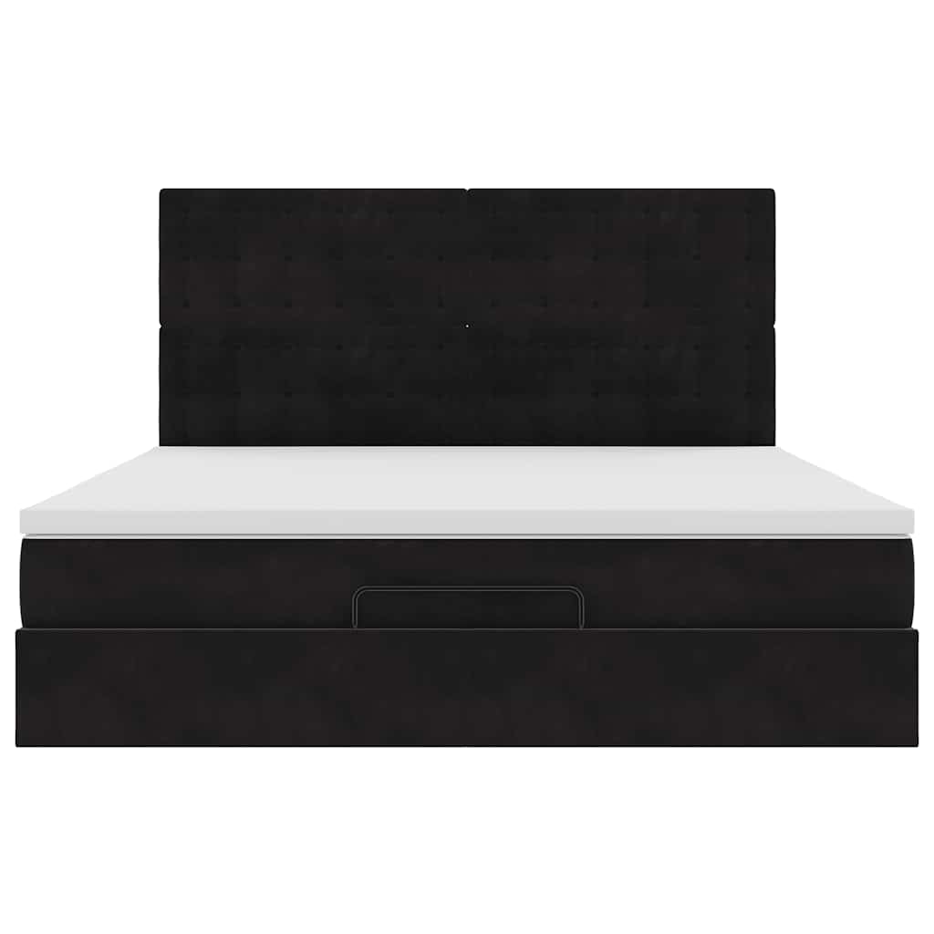 vidaXL Struttura Letto Pouf con Materassi Nero 180x200 cm in Velluto