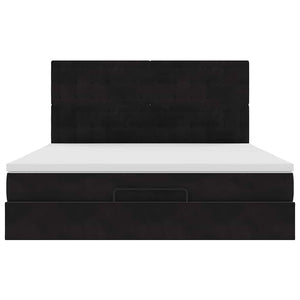 vidaXL Struttura Letto Pouf con Materassi Nero 180x200 cm in Velluto