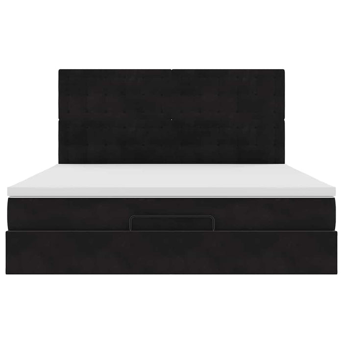 vidaXL Struttura Letto Pouf con Materassi Nero 180x200 cm in Velluto
