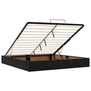 vidaXL Struttura Letto Pouf con Materassi Nero 180x200 cm in Velluto