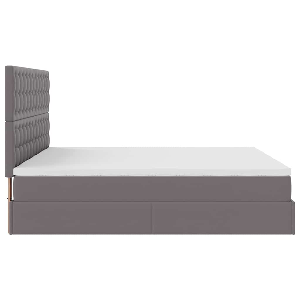 Struttura Letto Pouf con Materassi Grigio 160x200 cm Similpelle 3313652