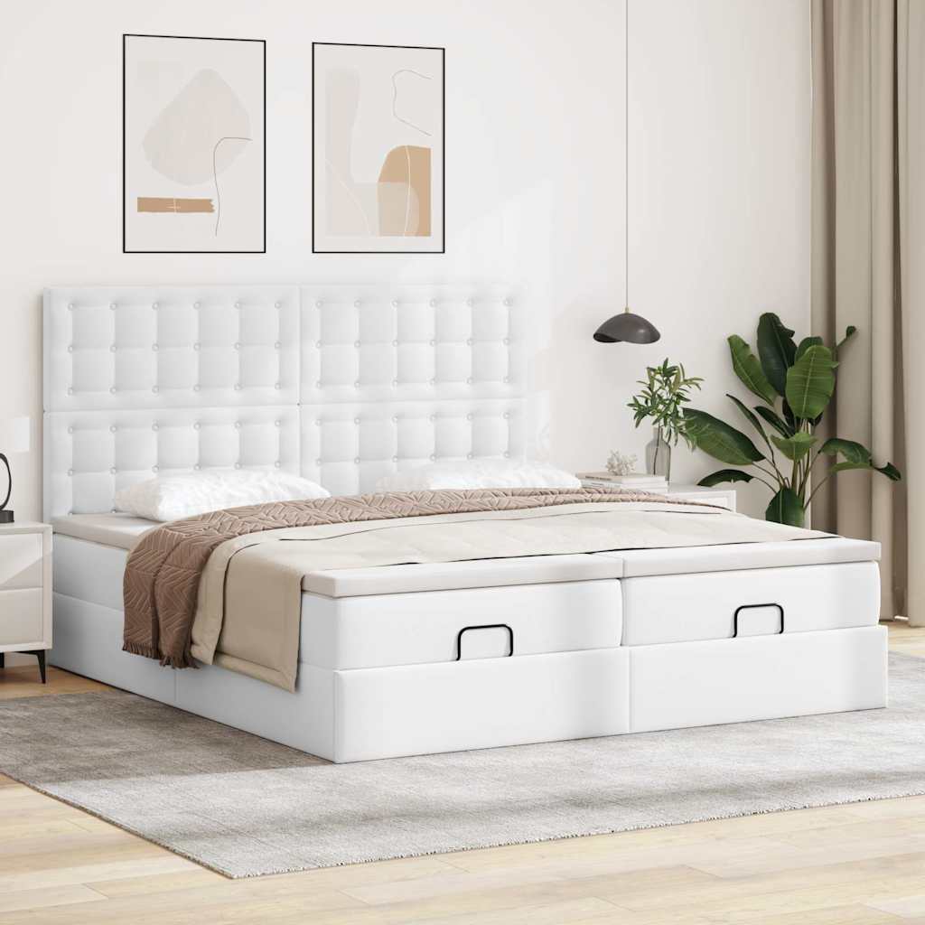 vidaXL Struttura Letto Pouf con Materassi 180x200 cm Similpelle