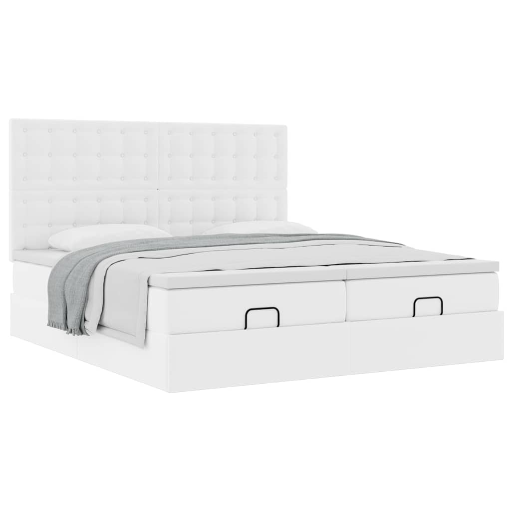 vidaXL Struttura Letto Pouf con Materassi 180x200 cm Similpelle