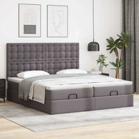 Struttura Letto Pouf con Materassi Grigio 180x200 cm Similpelle 3313657