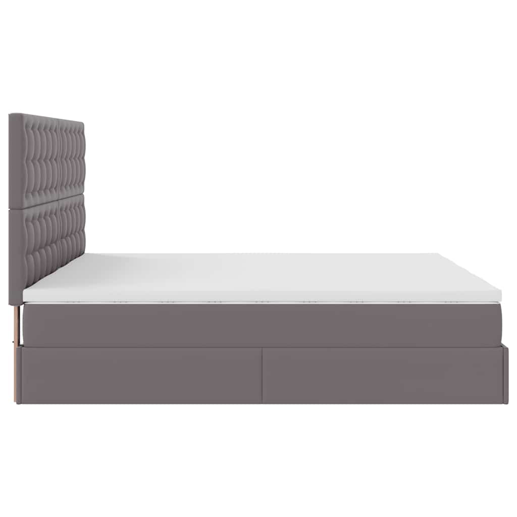 Struttura Letto Pouf con Materassi Grigio 180x200 cm Similpelle 3313657