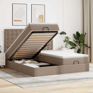 vidaXL Struttura Letto Pouf con Materassi 180x200 cm Similpelle