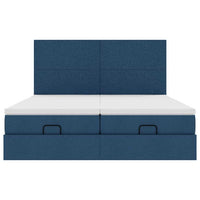 Struttura Letto Pouf con Materassi Blu 160x200 cm in Tessuto 3313670