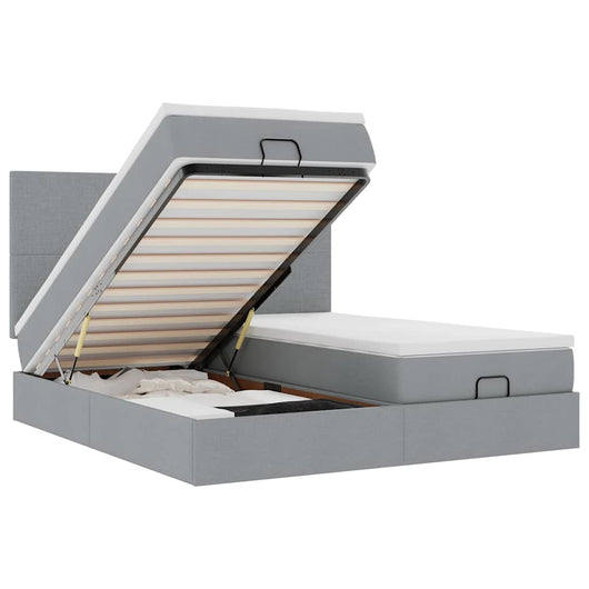 vidaXL Struttura Letto Pouf con Materassi 200x200 cm in Tessuto